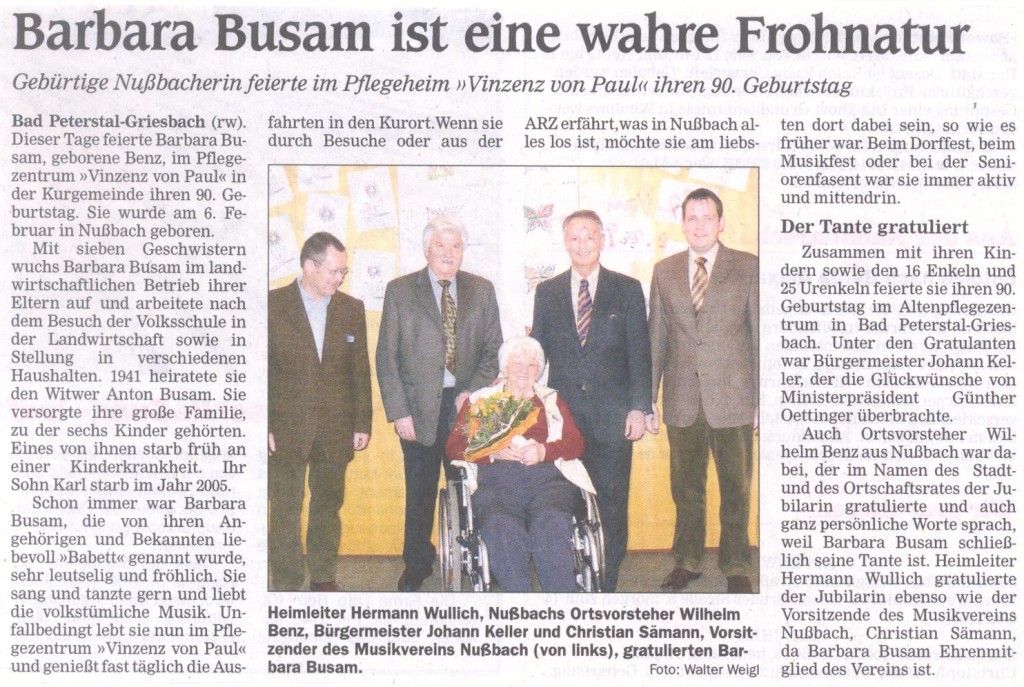 90. Geburtstag von Barbara Busam (2008)